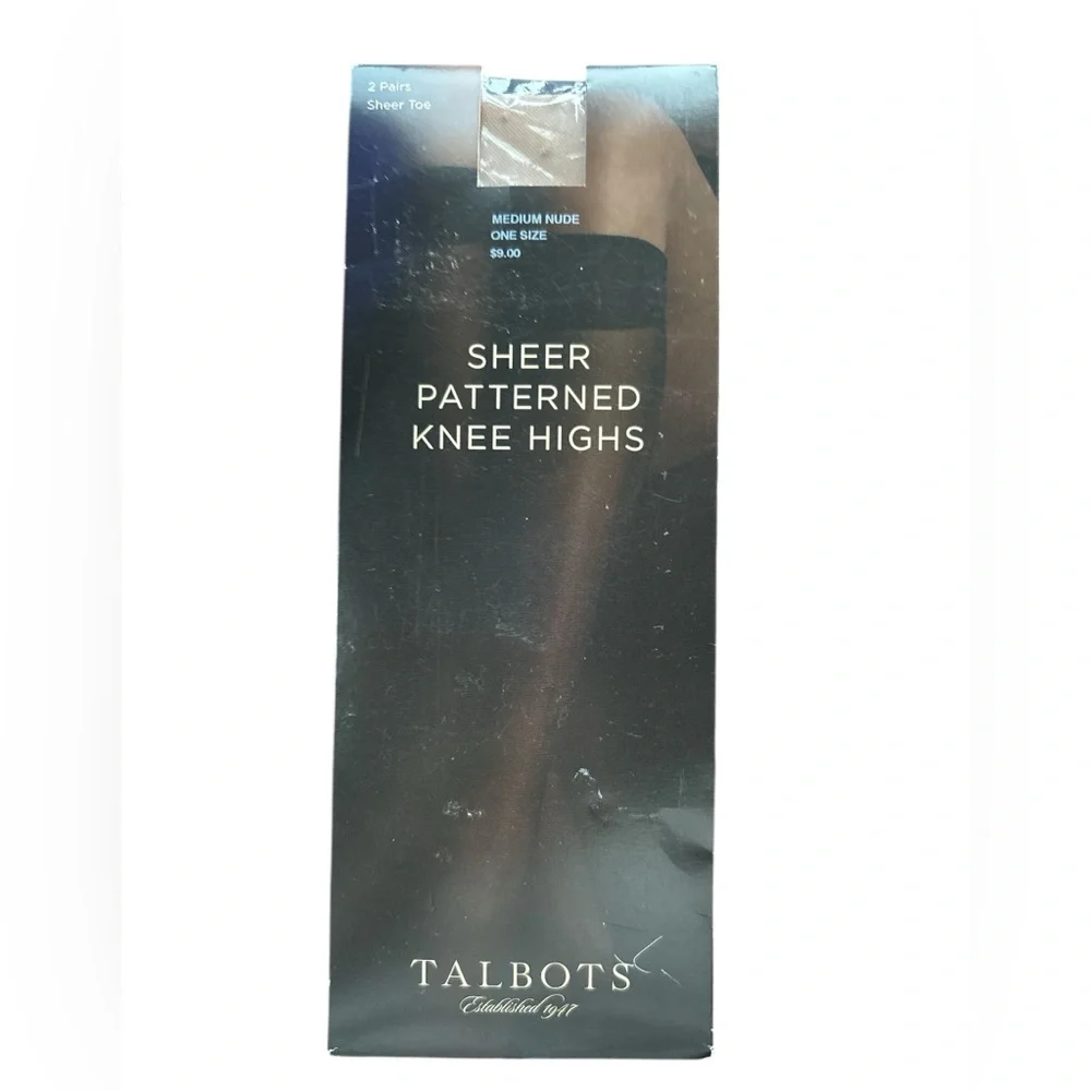 Talbots Sheer Patterned Knee Highs In Medium Nude